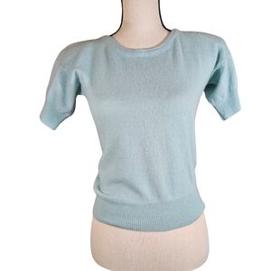 Vintage Chaus Petites Cropped Sweater, Lambs Wool&Rabbit Hair,Light Blue, PSmall